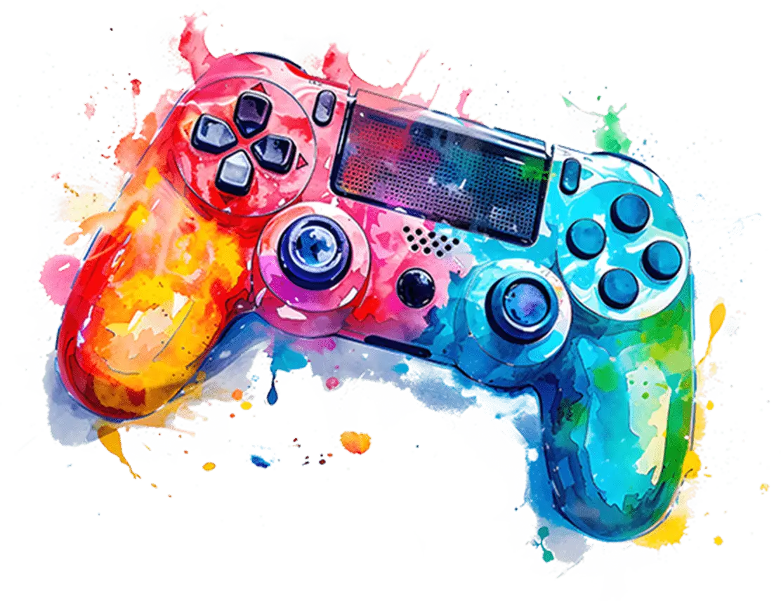 カラフルな水彩のゲームコントローラー